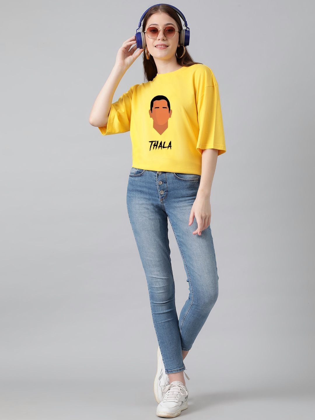 Kotty Women Graphic Printed Round Neck Cotton Oversized T-shirt