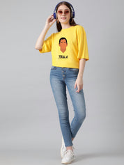 Kotty Women Graphic Printed Round Neck Cotton Oversized T-shirt