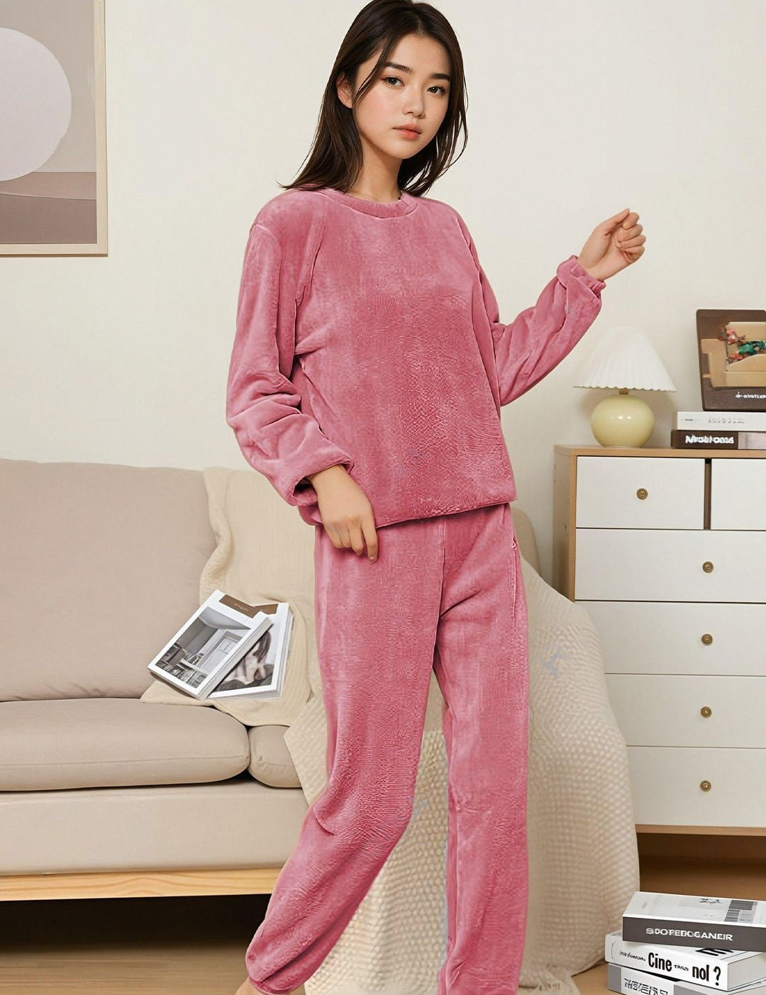Kotty Velvet Round Neck Winter Nightsuit