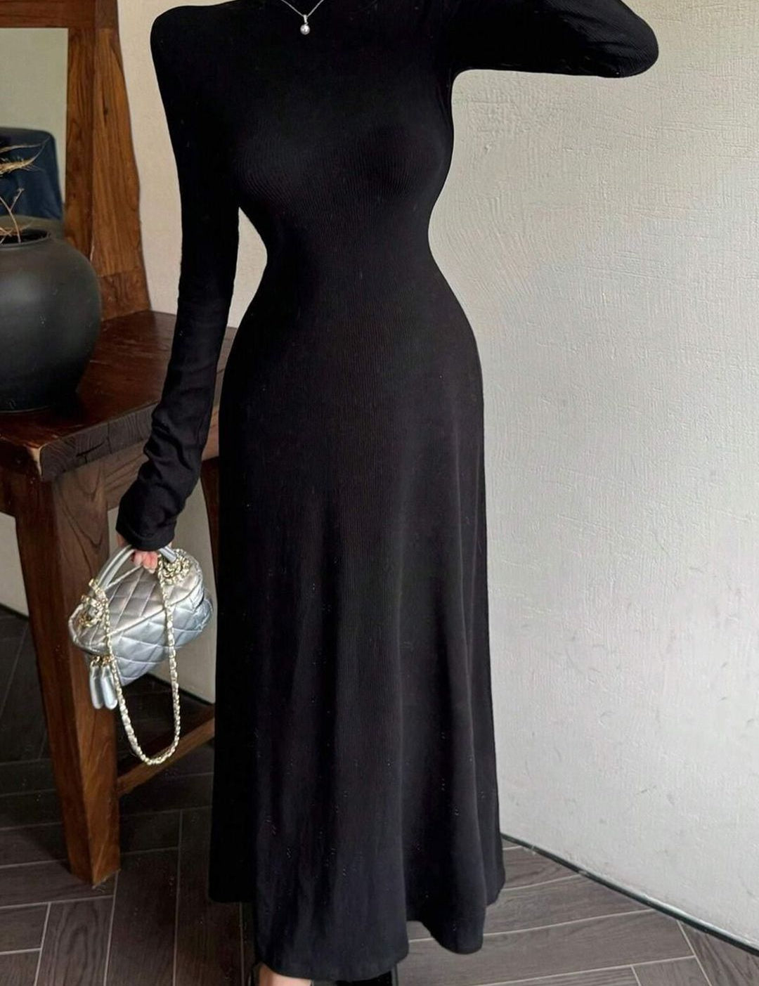 Kotty High Neck Flared Maxi Dress