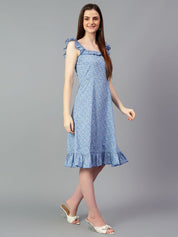 Kotty Printed Crepe Fit & Flare Midi Dress