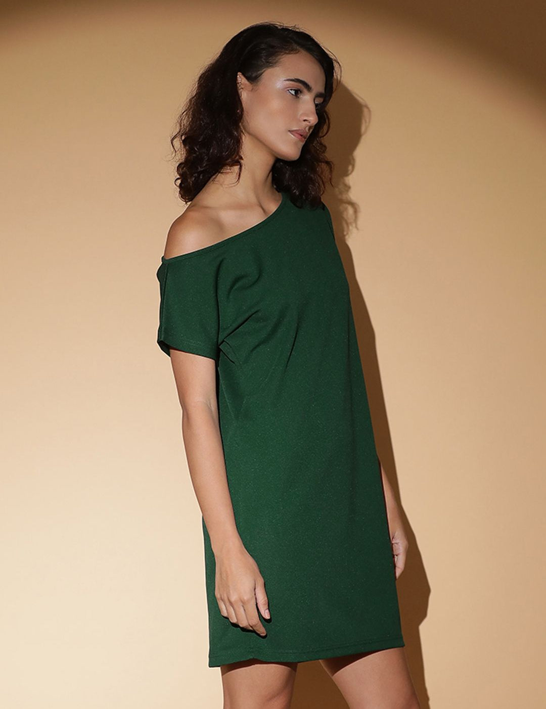 Kotty Women Solid One Shoulder A-Line Dress