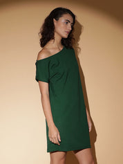 Kotty Women Solid One Shoulder A-Line Dress