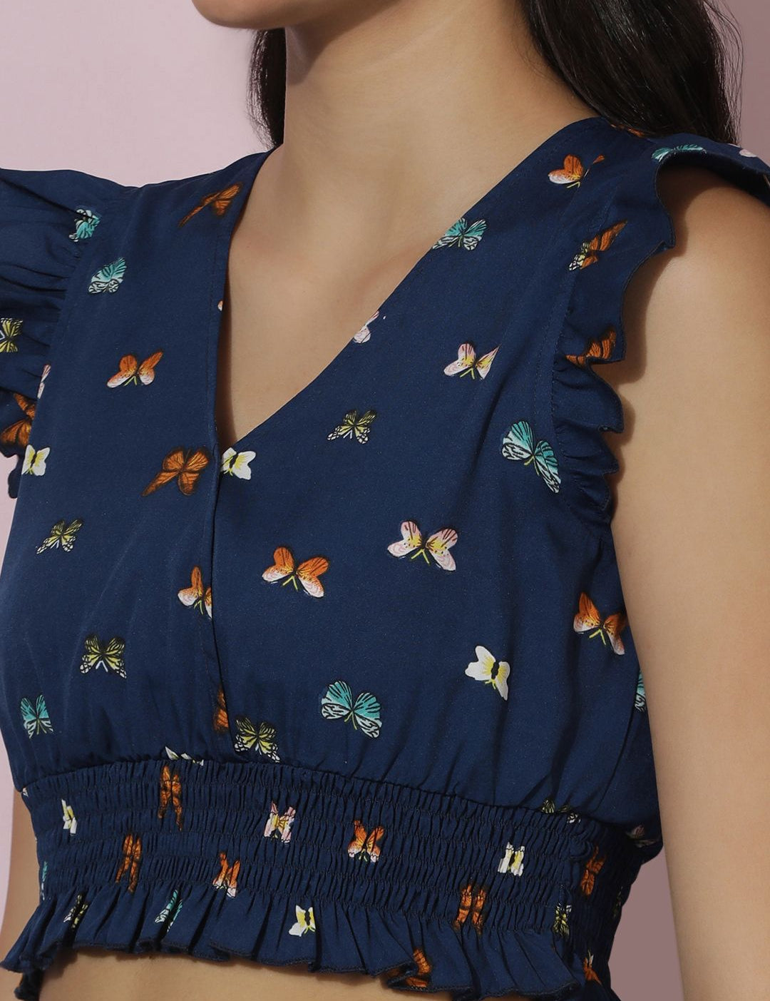 Kotty Printed V-Neck Top With Trousers