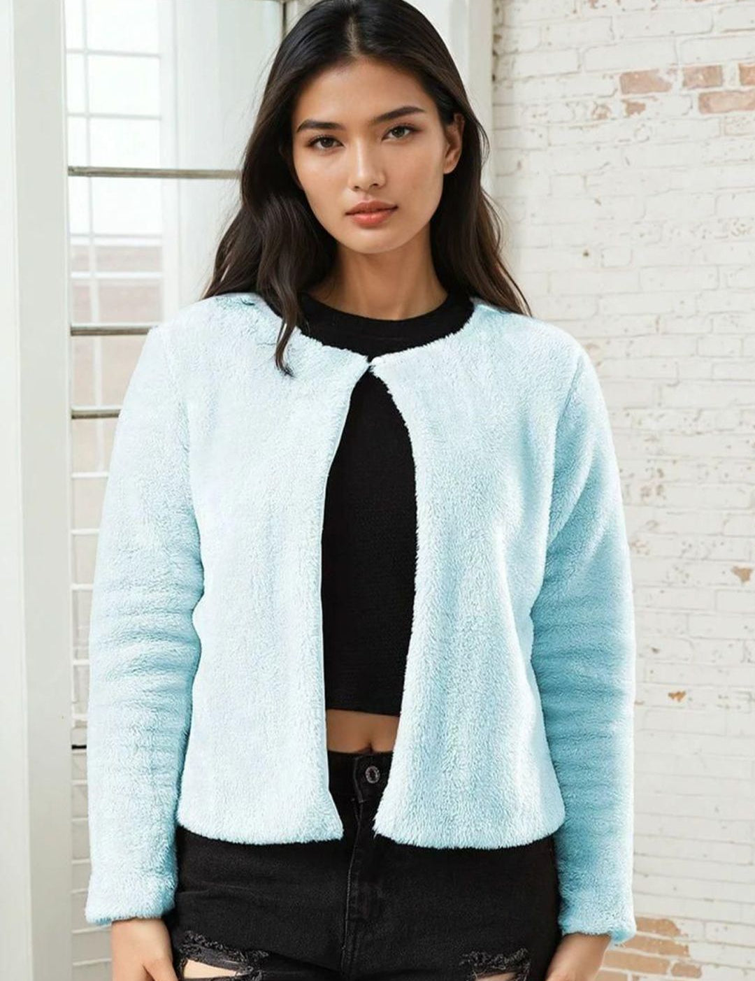 Kotty Women Round Neck Front-Open Sweatshirt