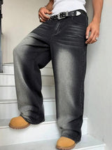 Kotty Men Wide Leg Low-Rise Light Fade Stretchable Jeans