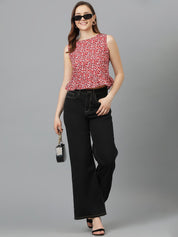 Kotty Floral Print Crepe Peplum Top