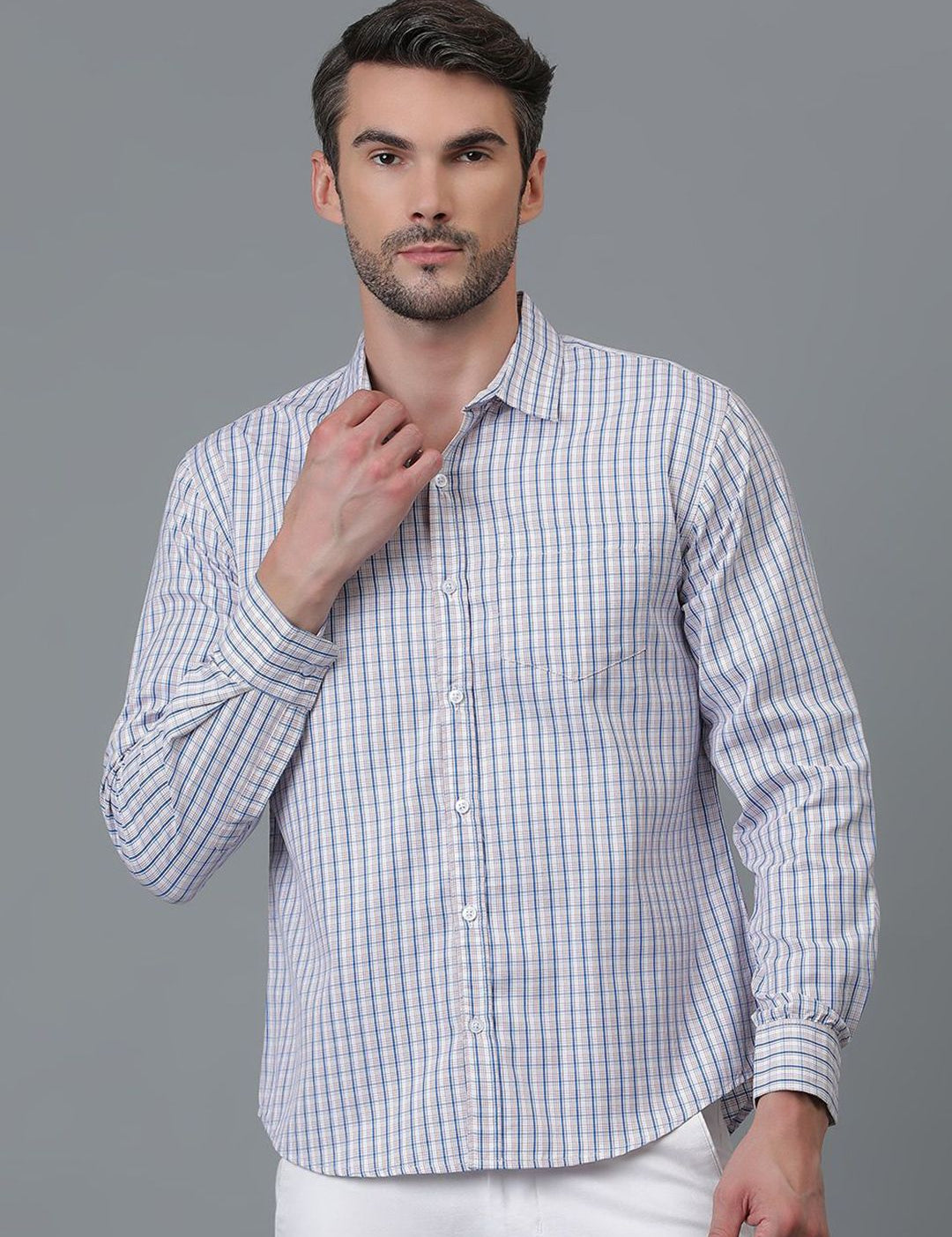 Kotty New Checked Spread Collar Casual Shirt