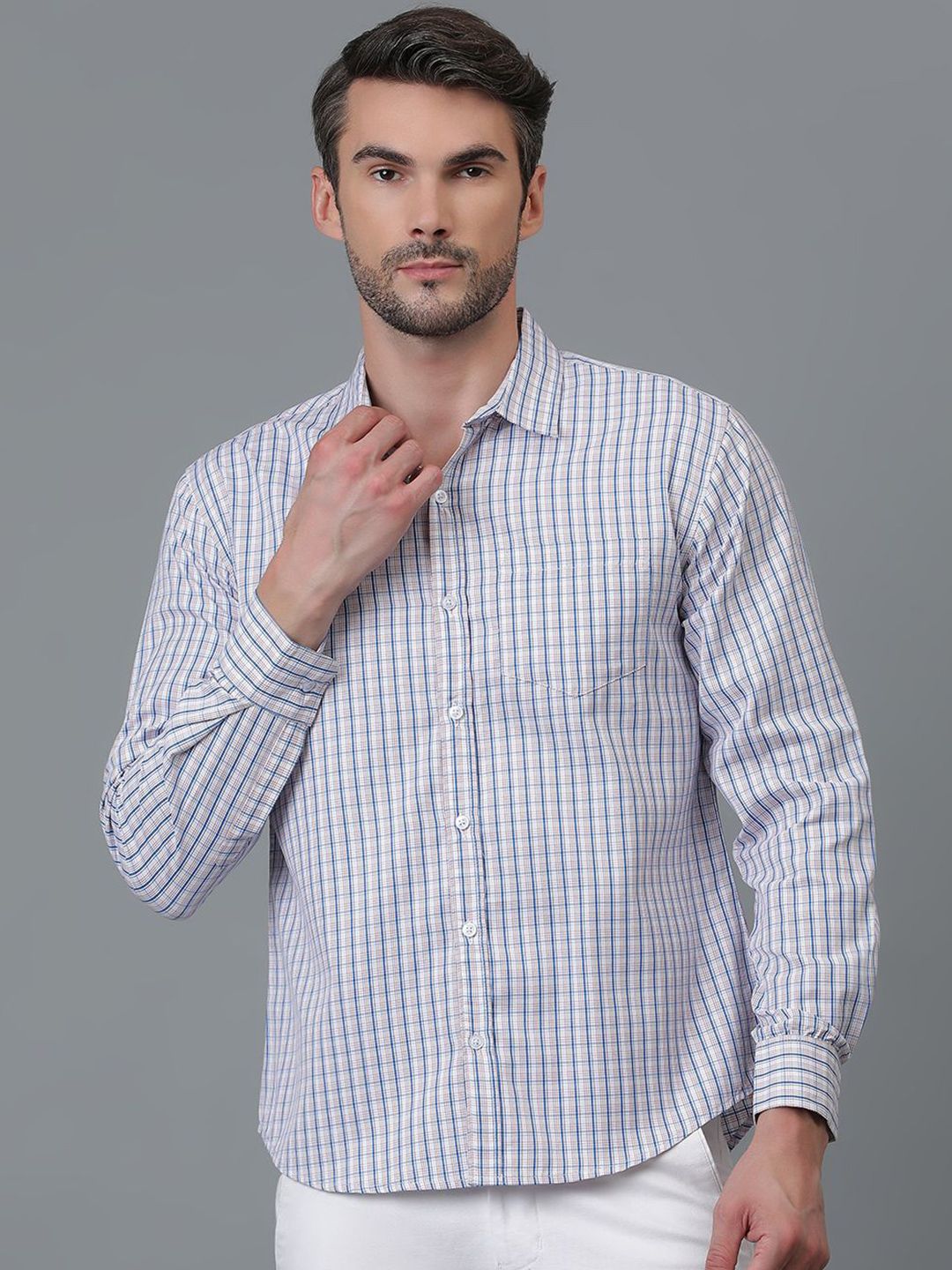 Kotty New Checked Spread Collar Casual Shirt