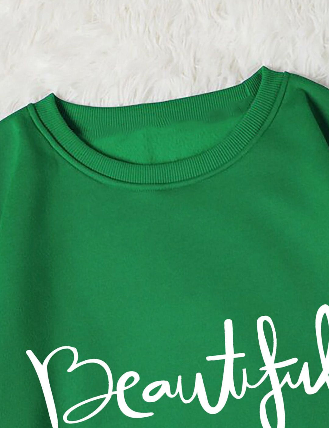 Kotty Green Typographic Printed Fleece Sweatshirt