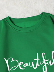 Kotty Green Typographic Printed Fleece Sweatshirt