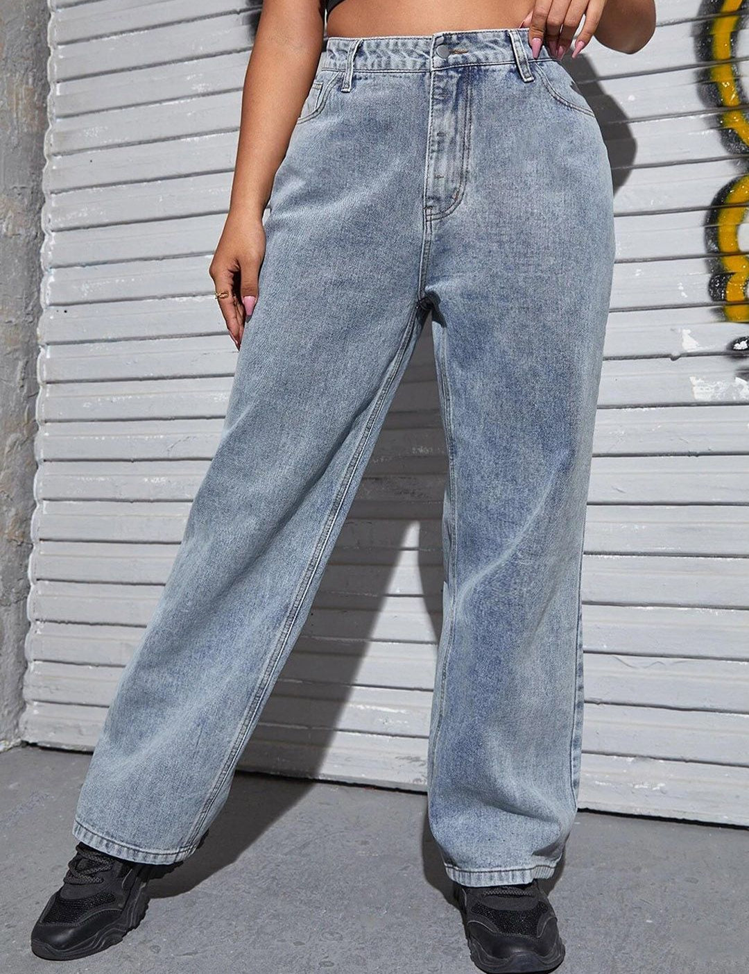 Kotty Women Jean Wide Leg High-Rise Heavy Fade Stretchable Jeans