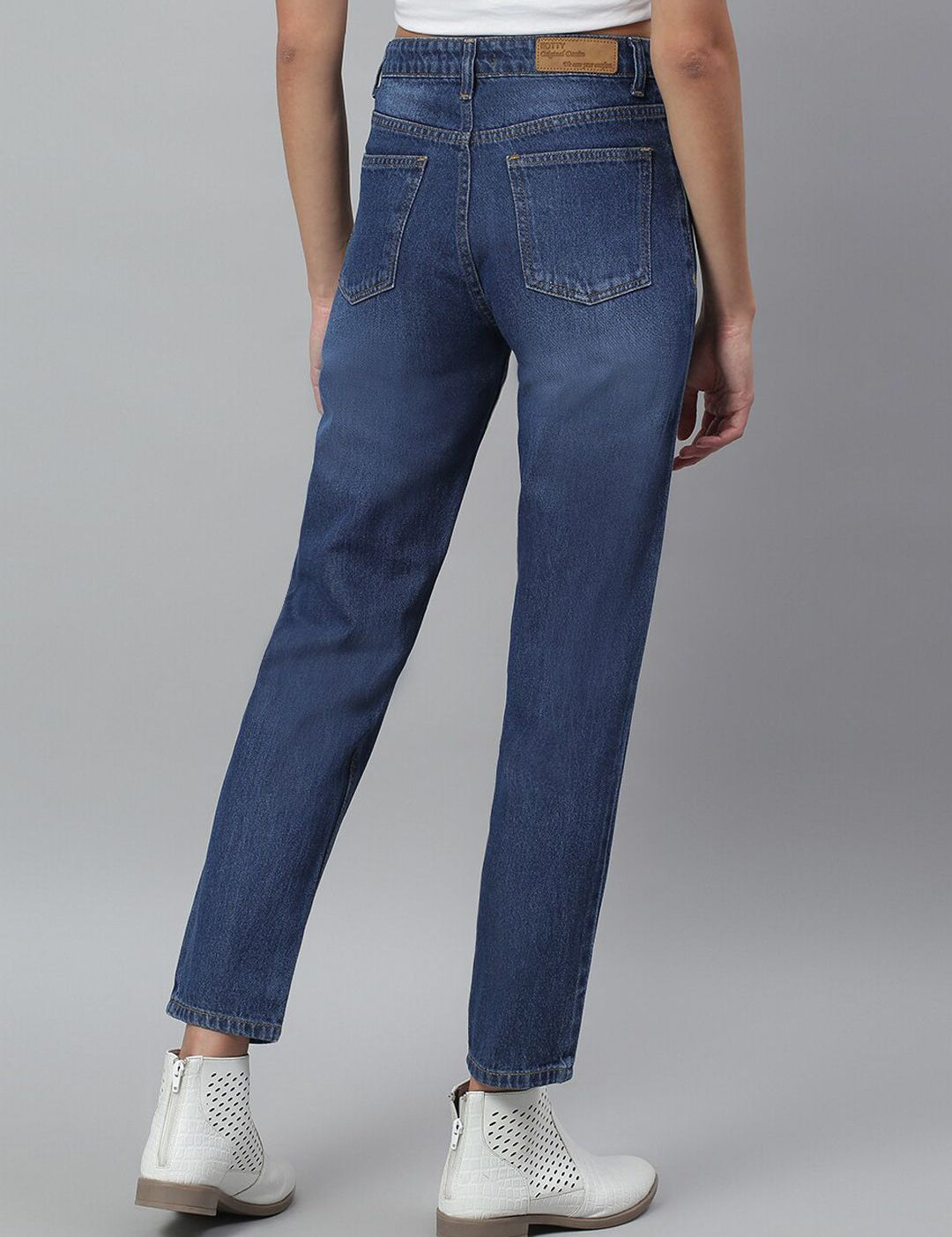 Kotty Women Navy Blue Regular Fit Mid-Rise Clean Look Printed Stretchable Jeans