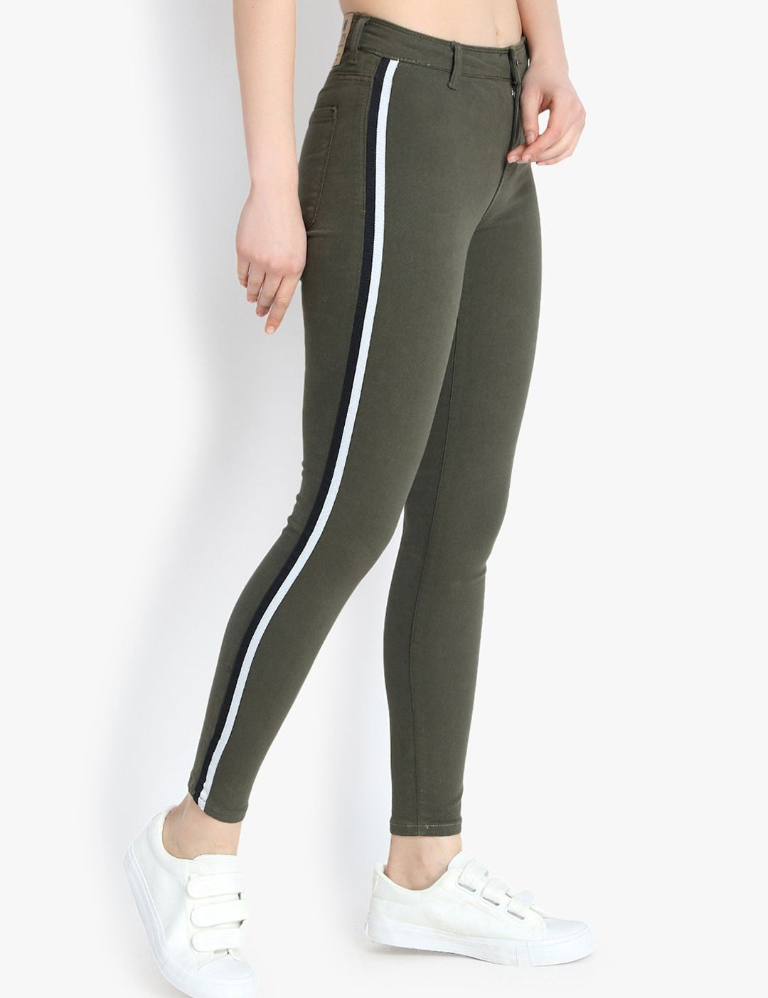 Kotty Women Olive Green Skinny Fit High-Rise Clean Look Jeans