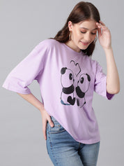 Kotty Graphic Printed Drop-Shoulder Sleeves Oversized T-shirt