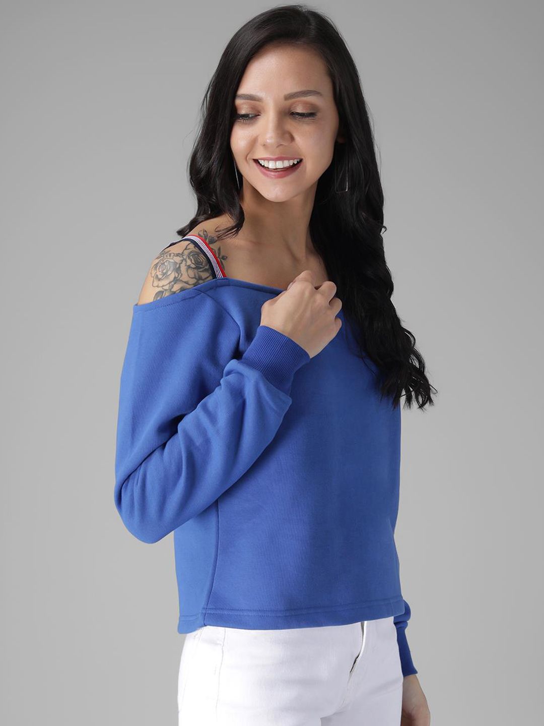 Kotty Women Blue Solid Sweatshirt