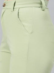 KOTTY BIZwear Women Green High-Rise Relaxed Straight Leg Straight Fit Easy Wash Trousers