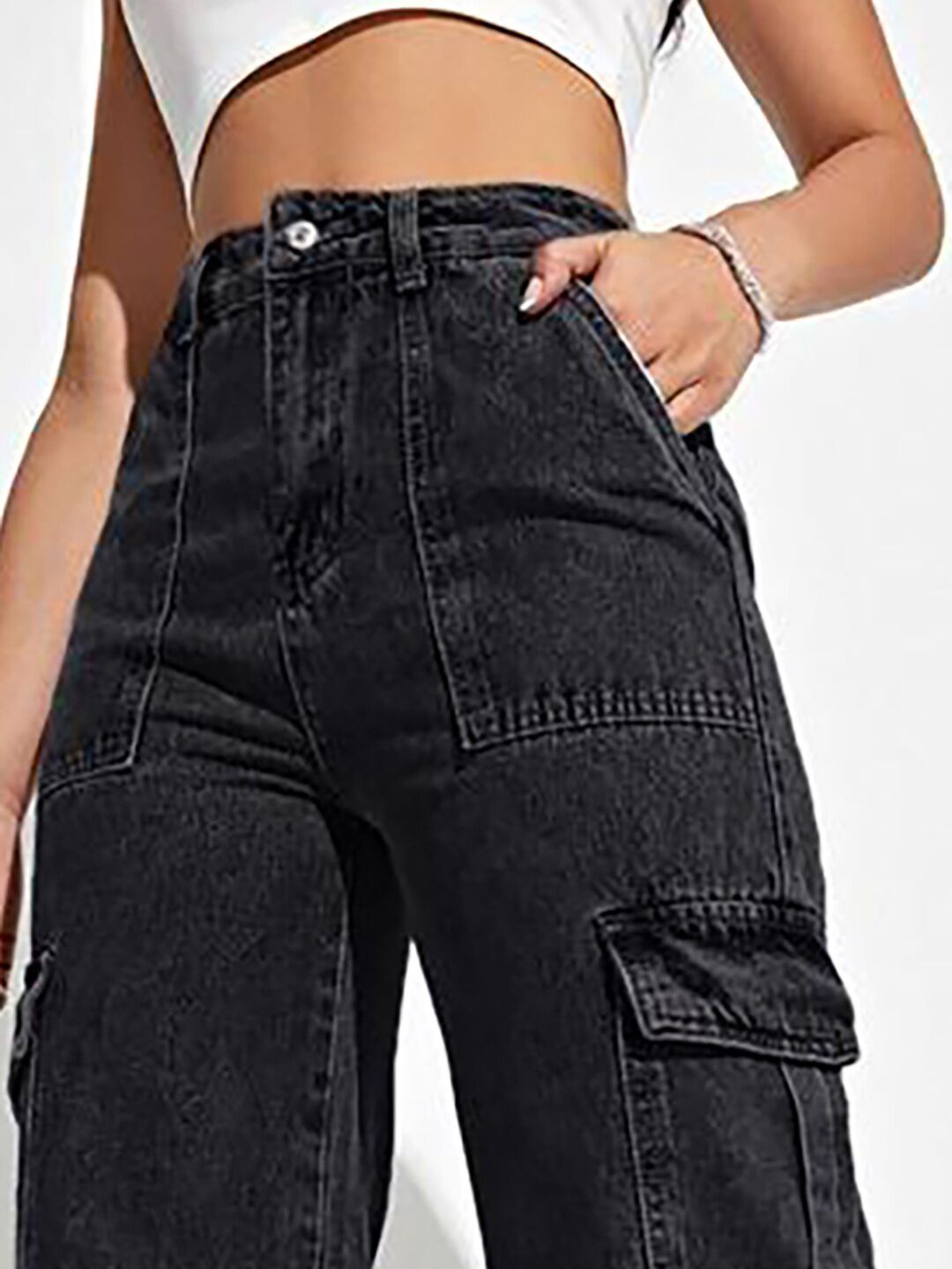 Kotty Women Black Jean Straight Fit High Rise Clean Look Stretchable Jeans