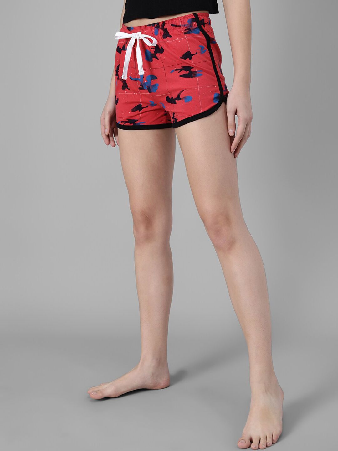 Kotty Women Red Printed Lounge Shorts