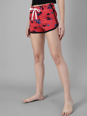 Kotty Women Red Printed Lounge Shorts