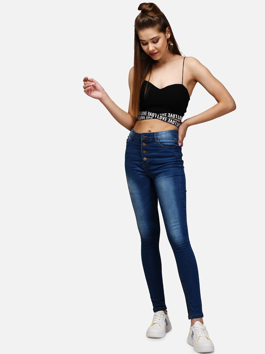 Kotty Women Blue Skinny Fit High-Rise Clean Look Jeans