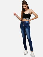 Kotty Women Blue Skinny Fit High-Rise Clean Look Jeans