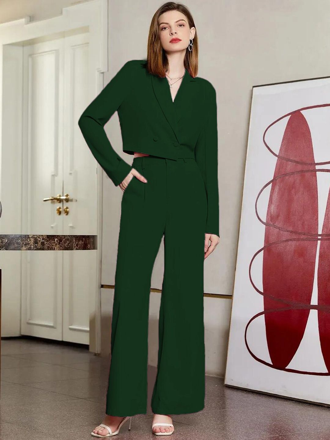 KOTTY BIZwear Basics Women Relaxed Straight Leg Straight Fit High-Rise Easy Wash Trousers