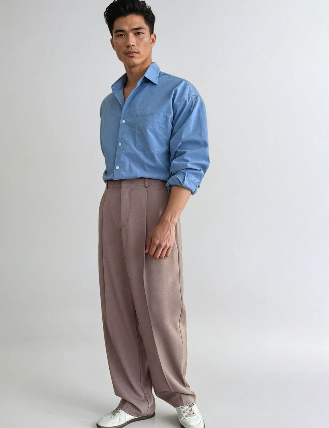 Kotty Men Relaxed Fit High-Rise Wide-Leg Trousers