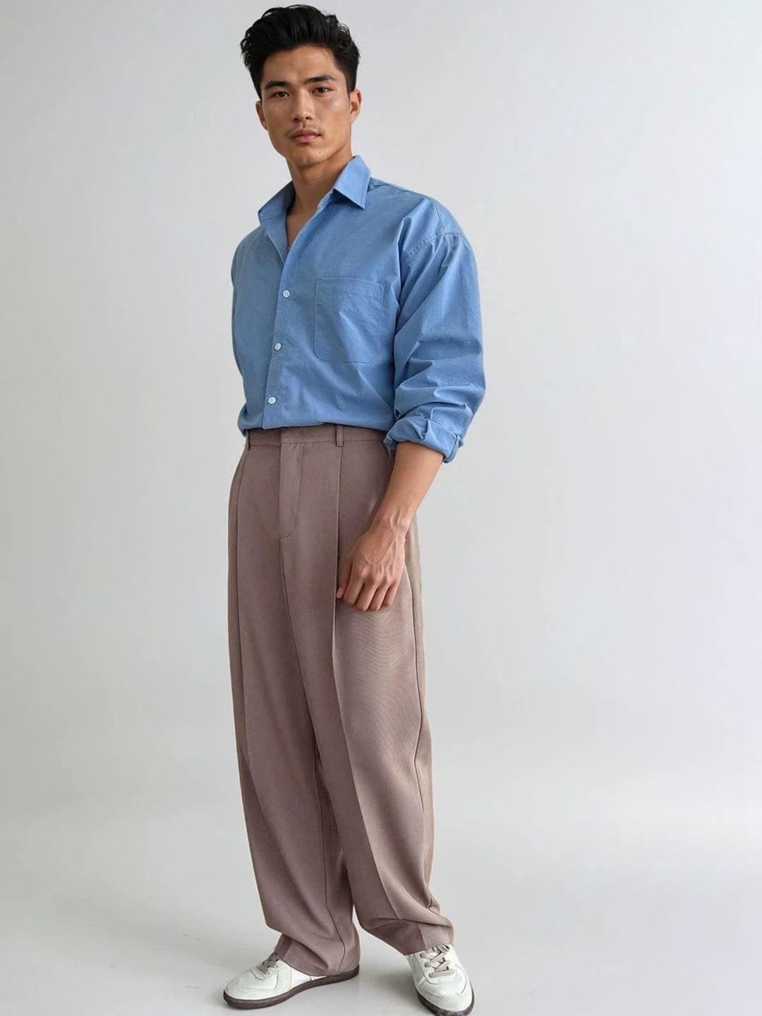 Kotty Men Relaxed Fit High-Rise Wide-Leg Trousers