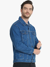 Kotty Men Blue Solid Denim Jacket