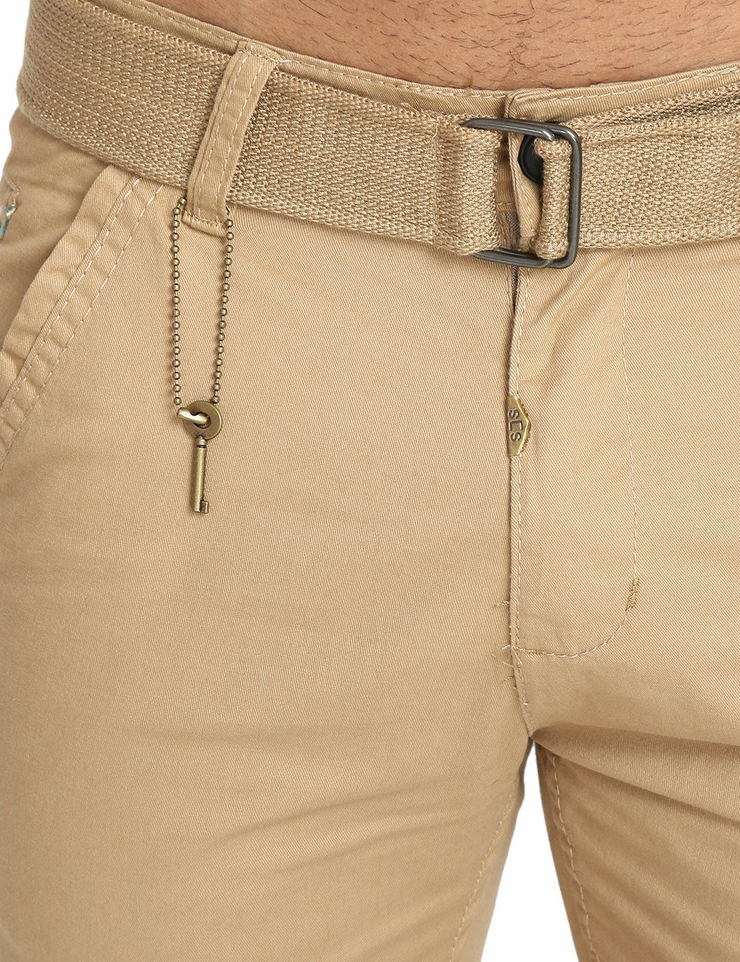 Kotty Men Beige Solid Regular Fit Regular Shorts