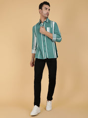 Kotty Men Relaxed Spread Collar Graphic Printed Cotton Casual Shirt
