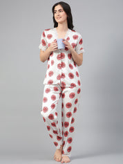 Kotty Floral Printed Satin Night Suit