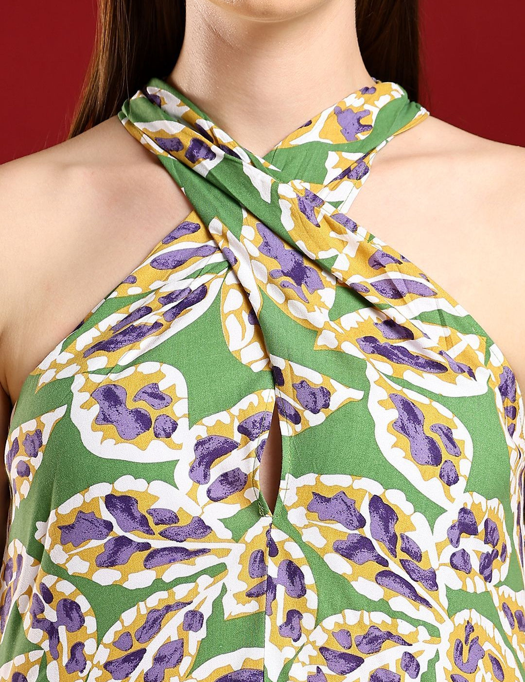 Kotty Print Halter Neck A-Line Dress