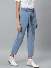 Kotty Women Blue Boyfriend Fit High-Rise Cotton Clean Look Jeans