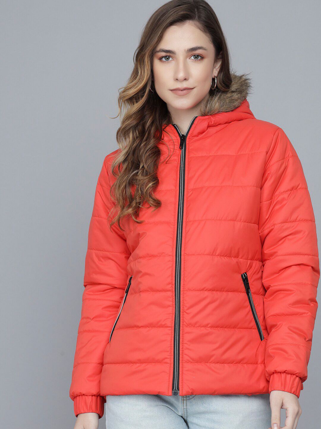 Kotty Woman Orange Lightweight Puffer Jacket