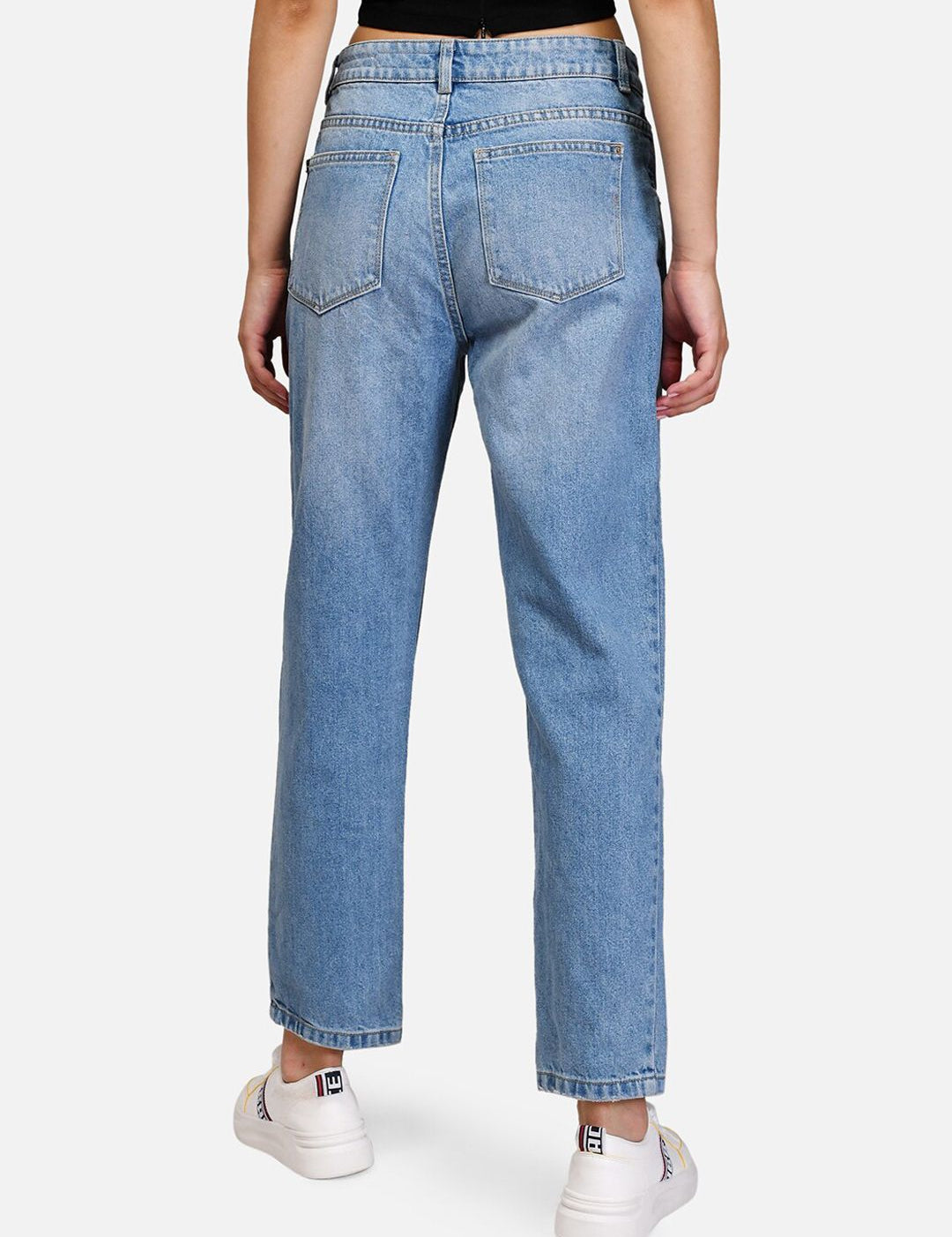 Kotty Women Blue Boyfriend Fit Mid-Rise Clean Look Jeans