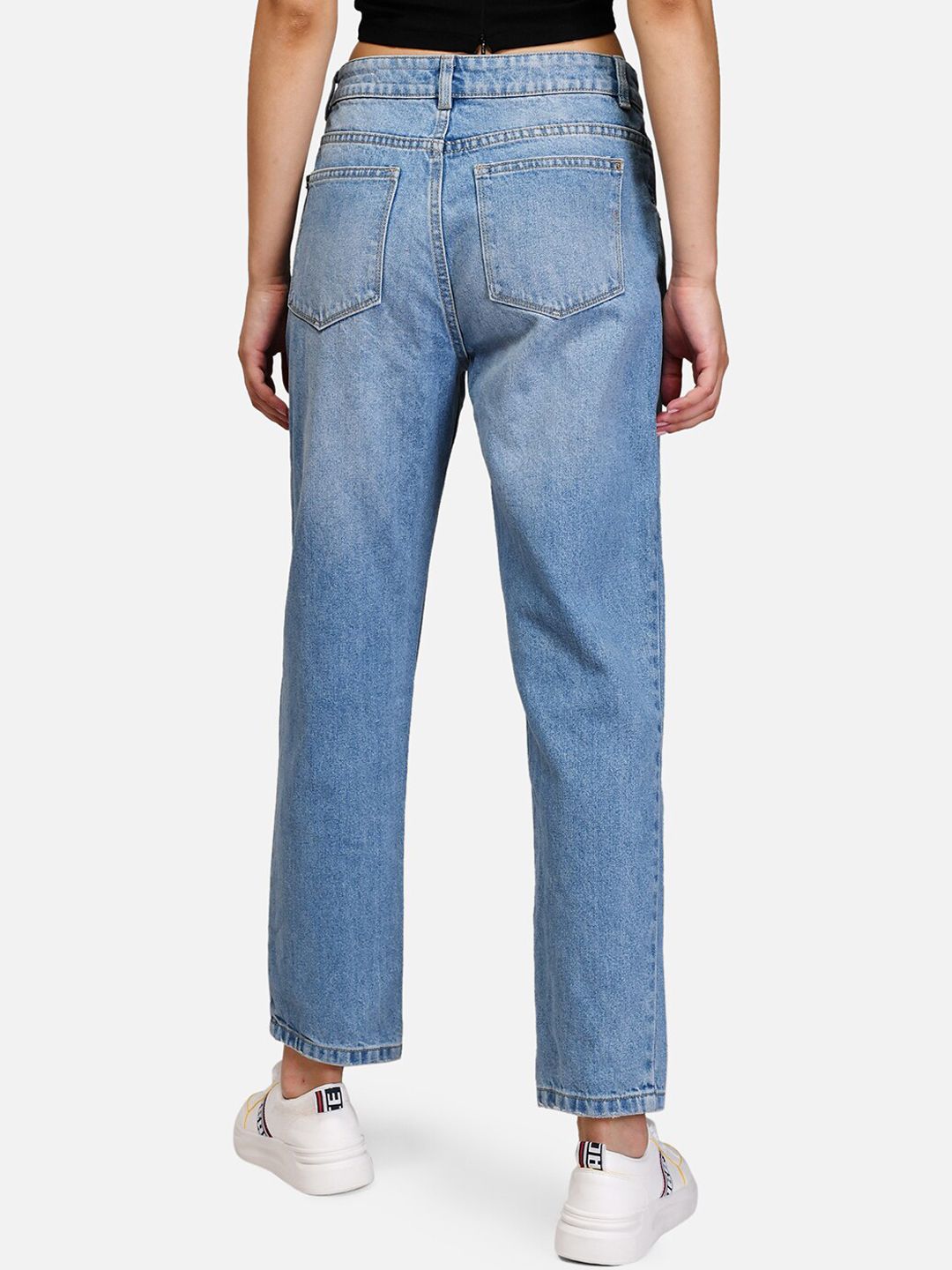 Kotty Women Blue Boyfriend Fit Mid-Rise Clean Look Jeans