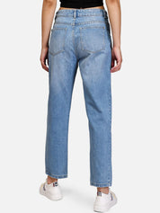 Kotty Women Blue Boyfriend Fit Mid-Rise Clean Look Jeans