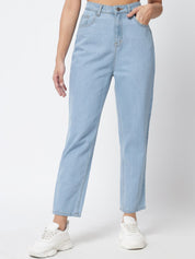 Kotty Women Blue Jean Straight Fit High-Rise Stretchable Jeans