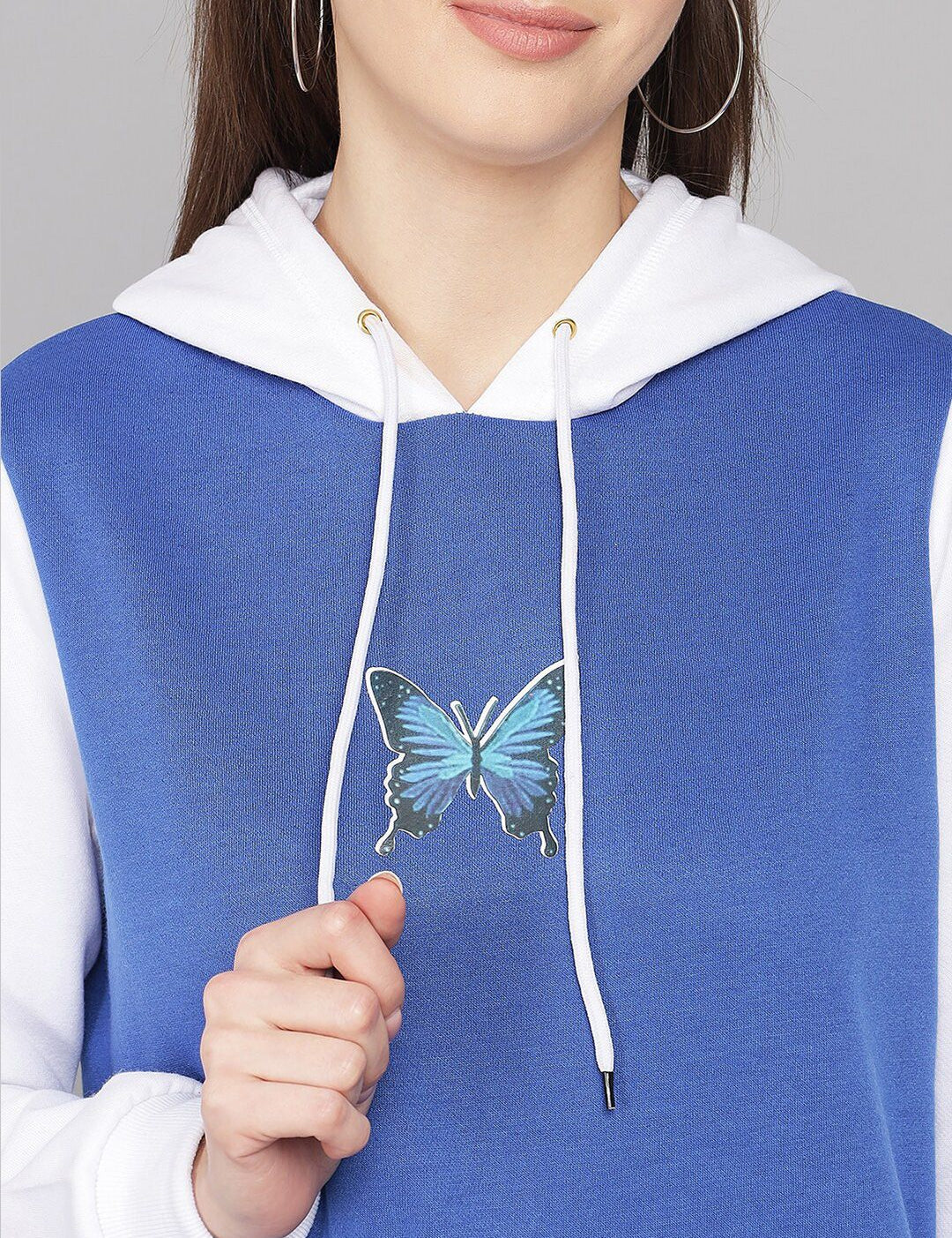 Kotty Women Multicoloured Colourblocked Fleece Hooded Sweatshirt