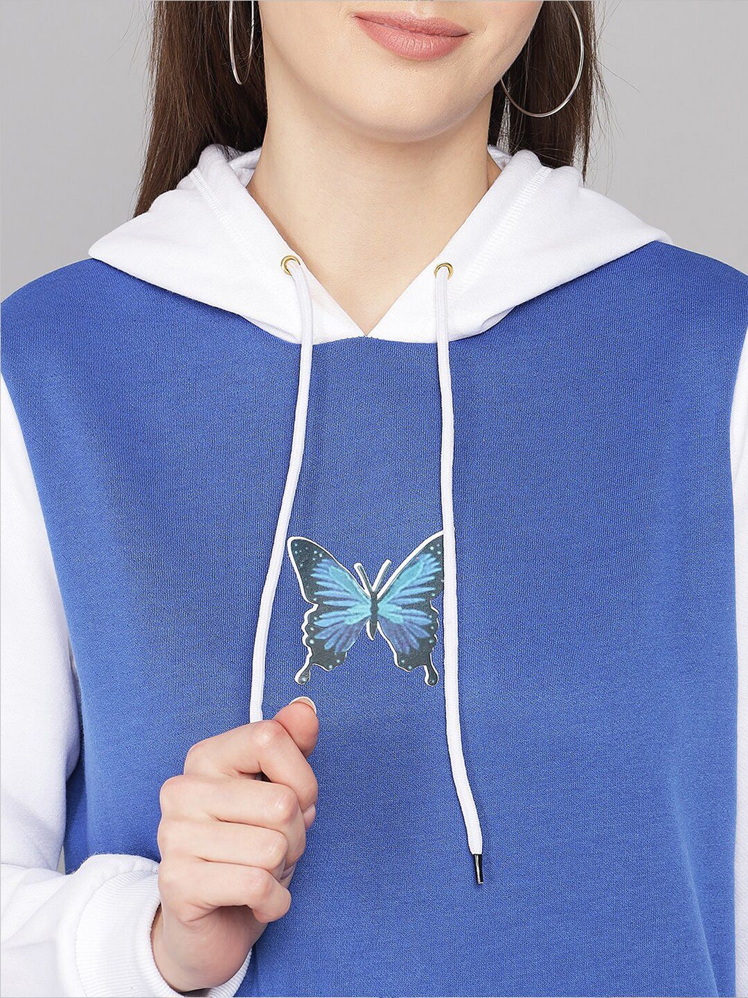 Kotty Women Multicoloured Colourblocked Fleece Hooded Sweatshirt