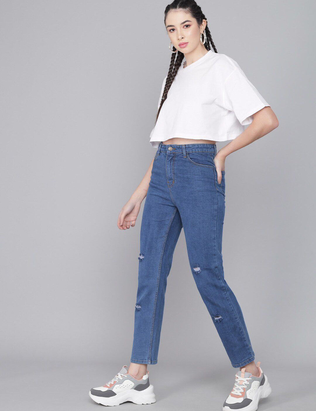 Kotty Women Blue High-Rise Mildly Distressed Light Fade Jeans