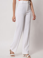 Kotty Women Relaxed Straight Leg Straight Fit High-Rise Easy Wash Trousers