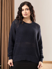 Kotty Women Open Knit Pullover Sweater