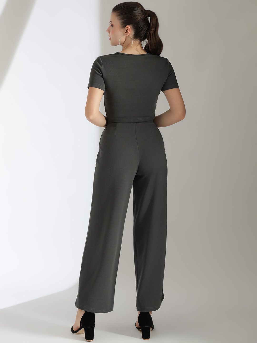 Stylecast X KOTTY Basics Crop Top With Wide Leg Trousers