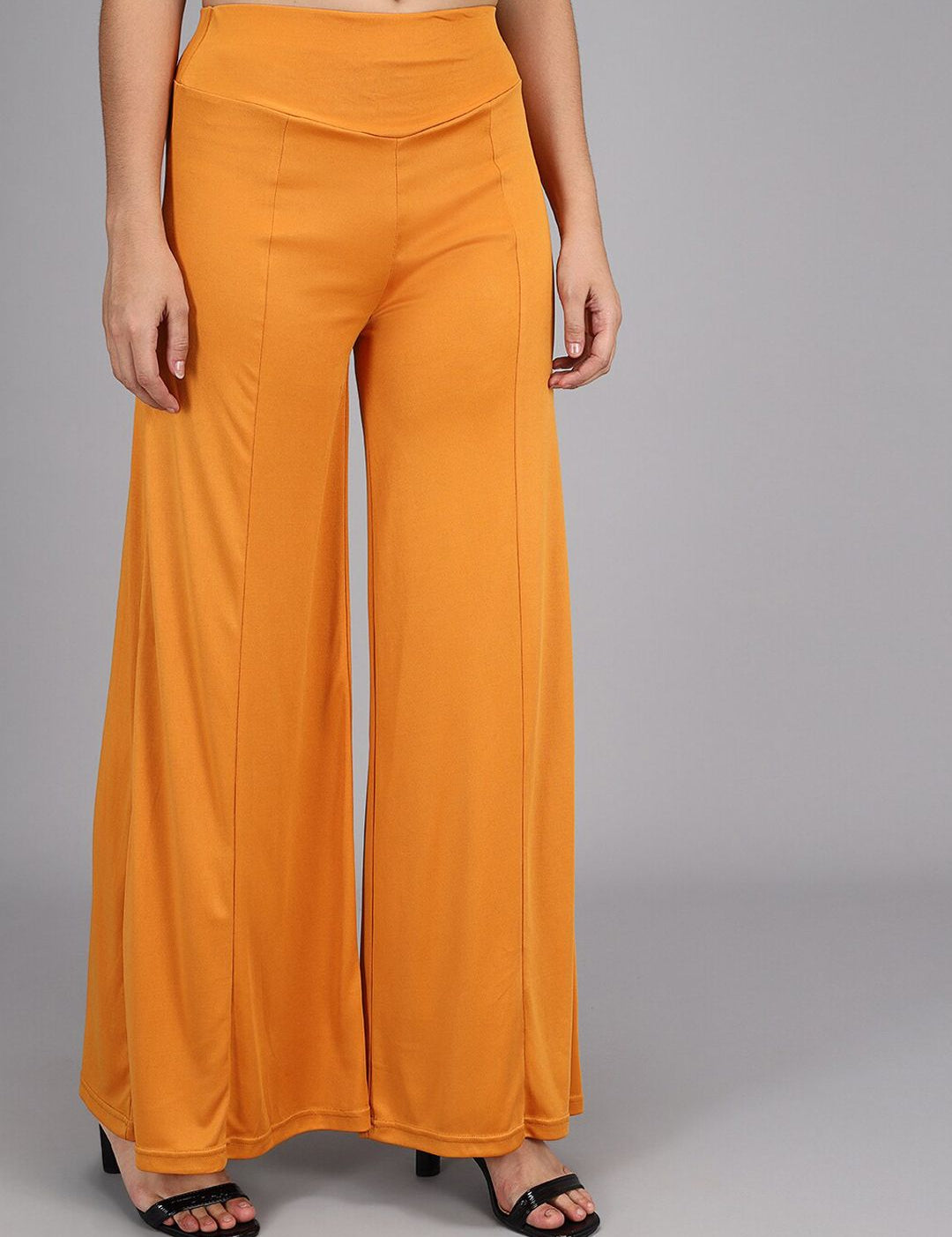Kotty Women Yellow Flared High-Rise Parallel Trousers