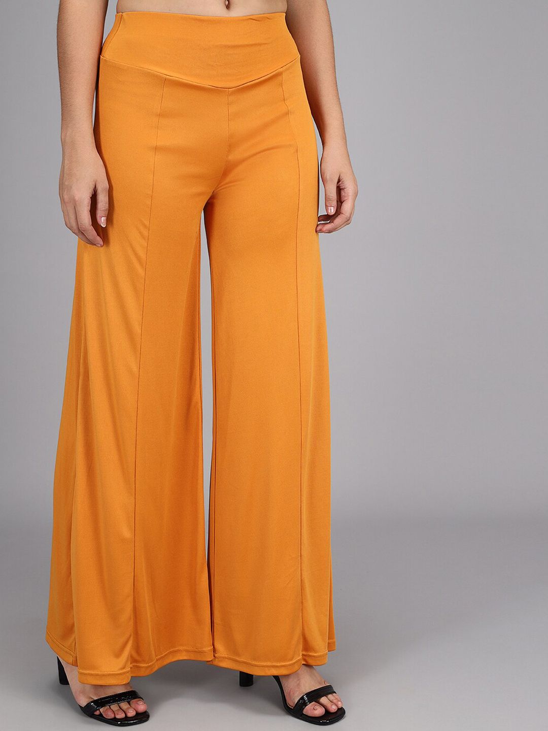 Kotty Women Yellow Flared High-Rise Parallel Trousers