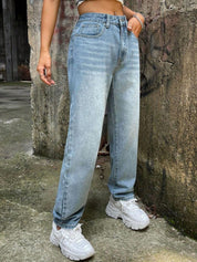 Kotty Women Blue Jean Tapered Fit High-Rise Clean Look Light Fade Stretchable Jeans