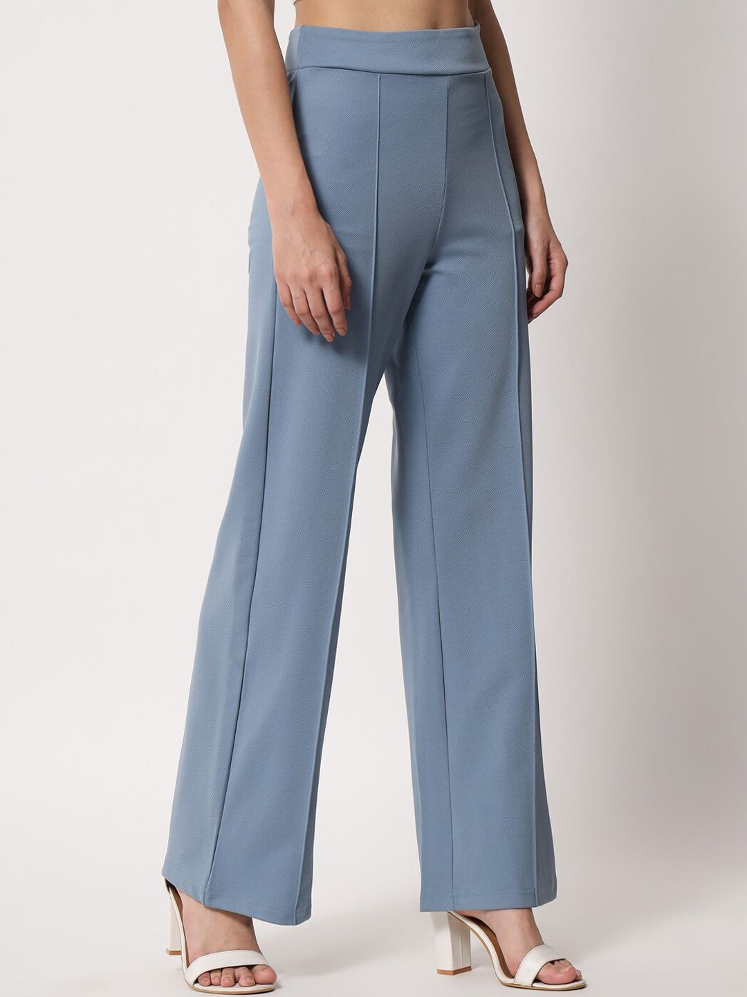 Kotty Women Blue Relaxed Straight Fit High-Rise Easy Wash Trouser